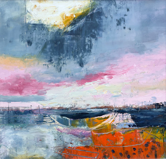 Harbour with Pink and Red