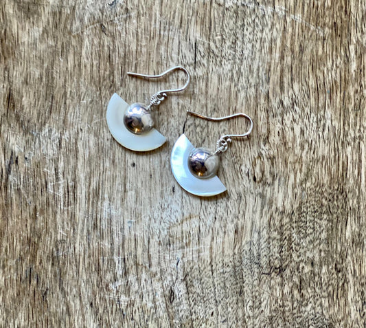 Mother of pearl silver drop earrings