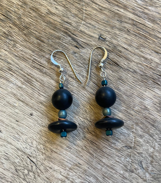 Earrings Haematite and Agate