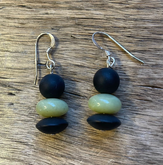 Earrings Olive Jade and Agate