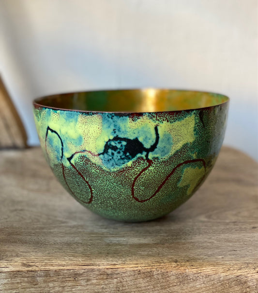 Tree Roots vessel, enamel on copper